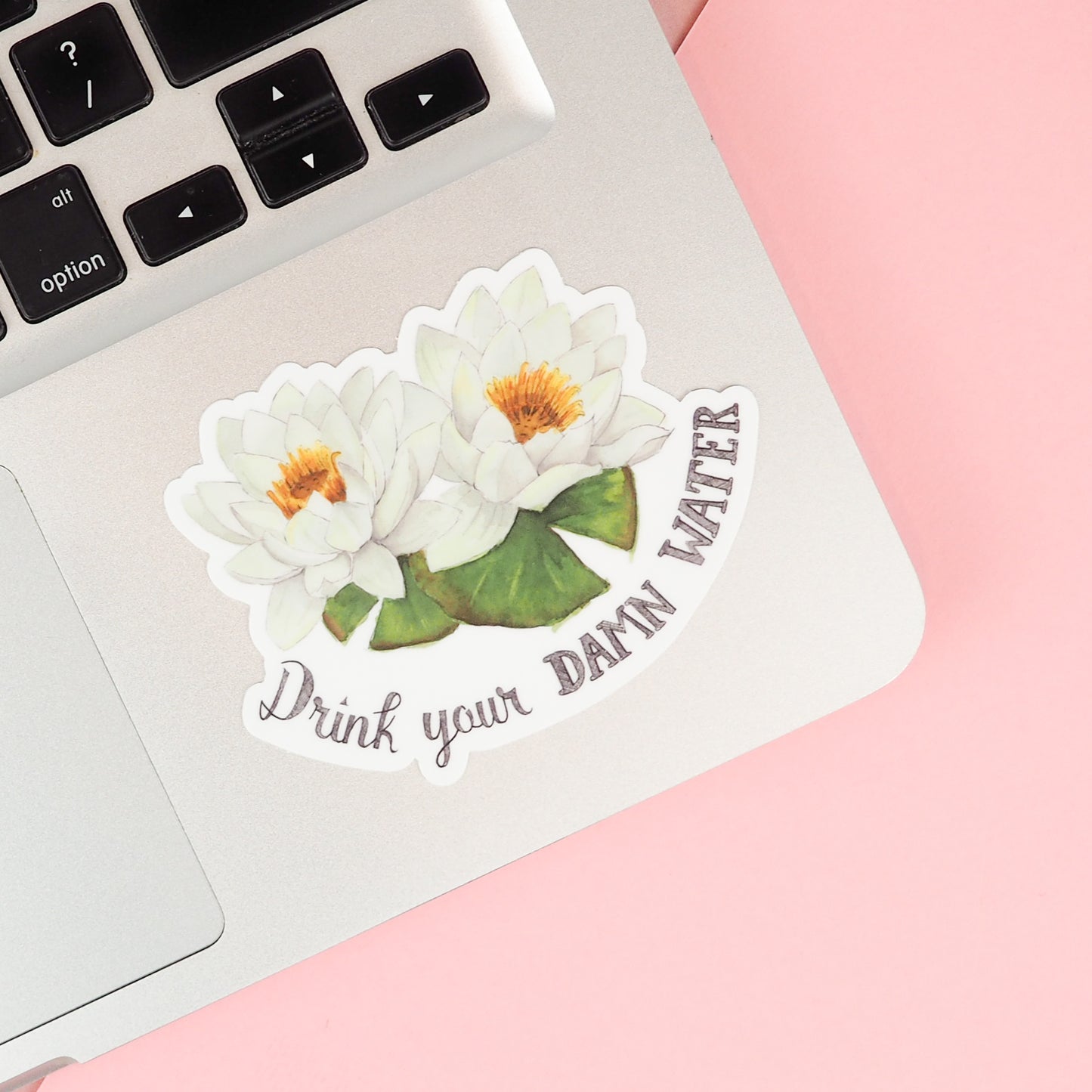 Sticker - Floral - Drink Your Damn Water