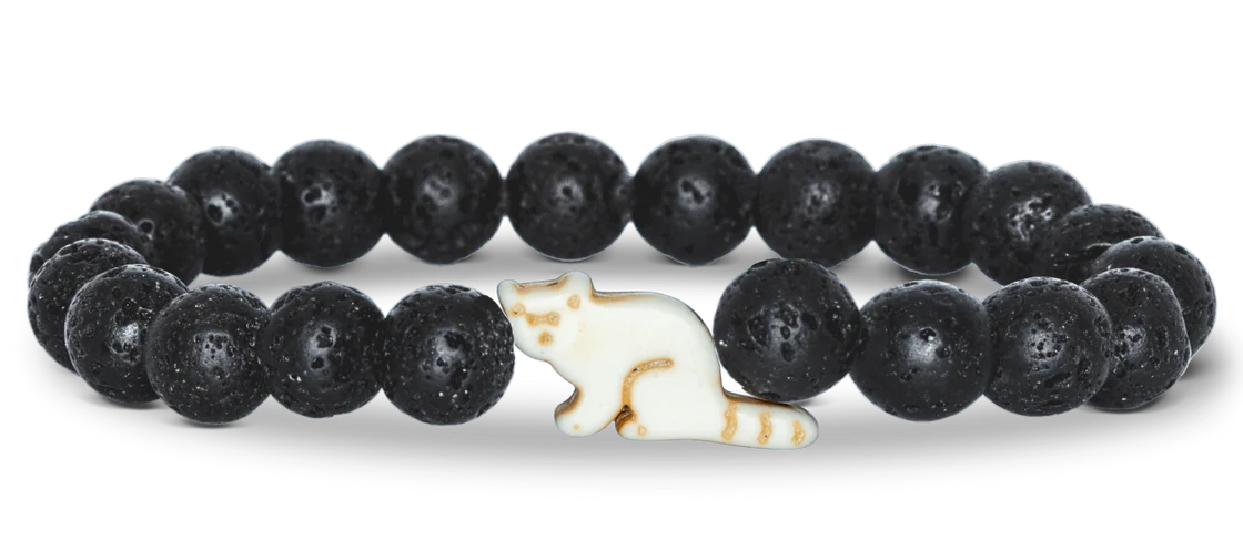 Animal Tracking Bracelet - Red Panda - Lava Stone