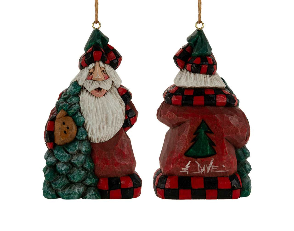Ornament - Cottage Carvings - Pine Tree Santa