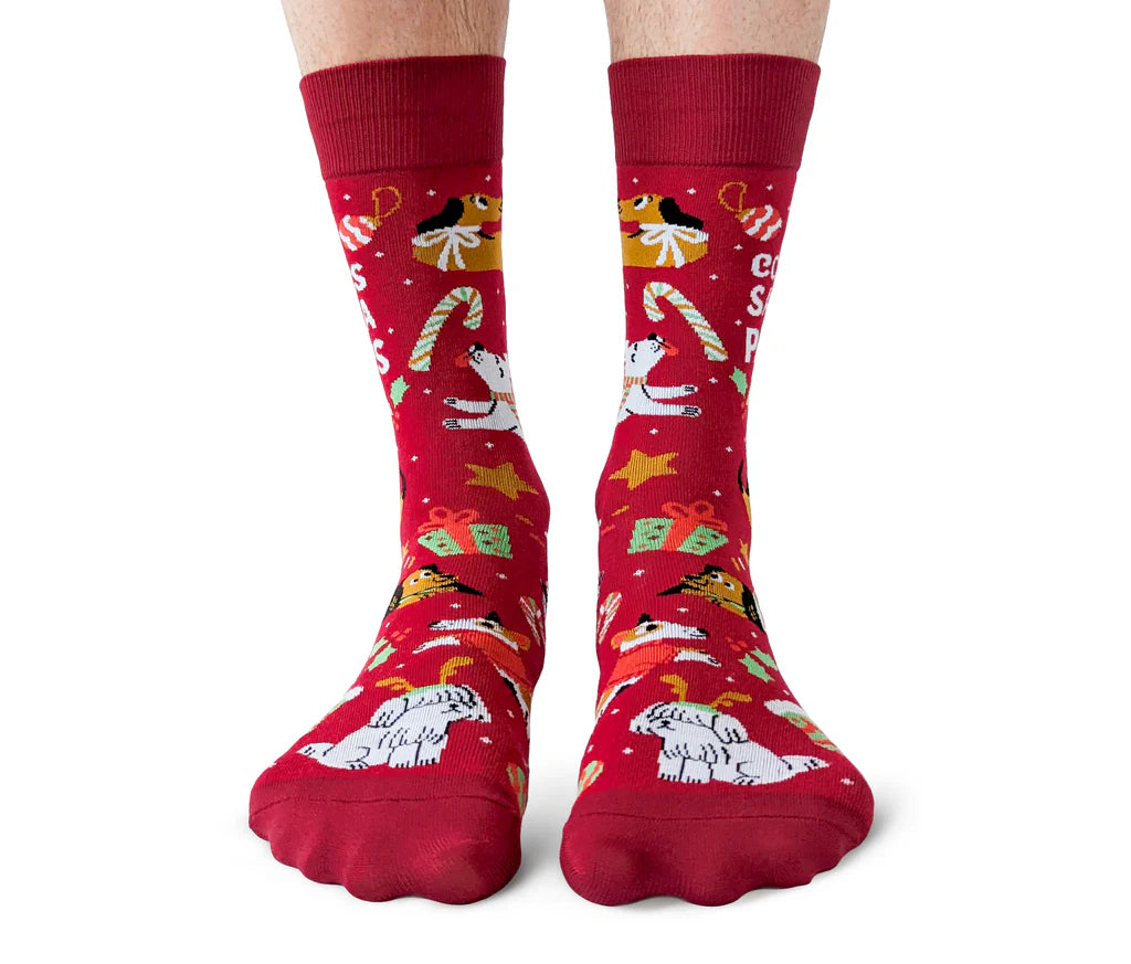 Socks - Large Crew - Santa Paws