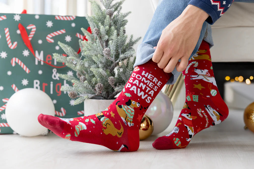 Socks - Large Crew - Santa Paws