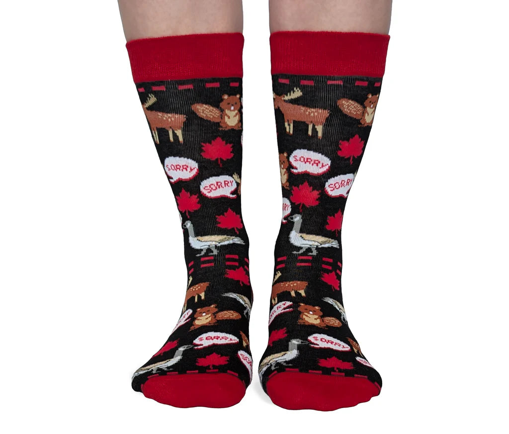 Socks - Small Crew - Sorry Canadian Animals