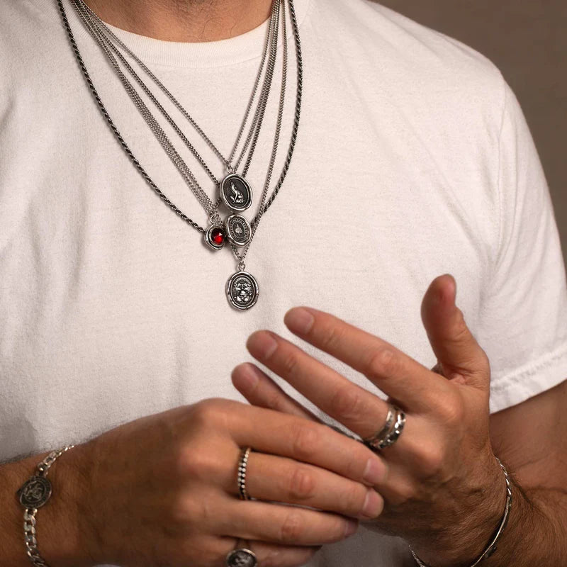 Pyrrha Talisman Necklace - Memento Mori - Silver