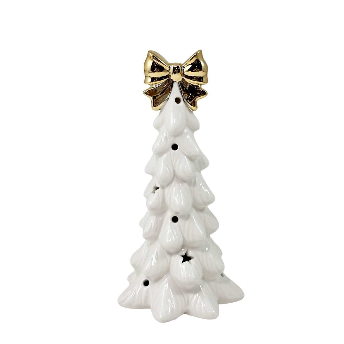 LED Decor - Tree with Gold Bow - Large 8"