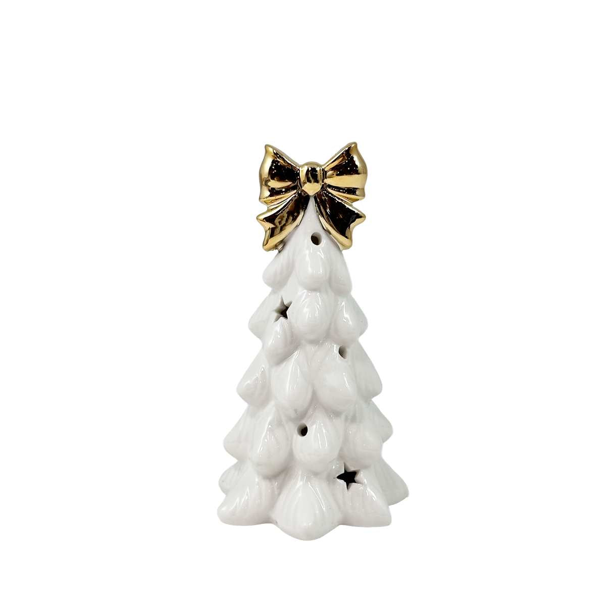 LED Decor - Tree with Gold Bow - Small 5"