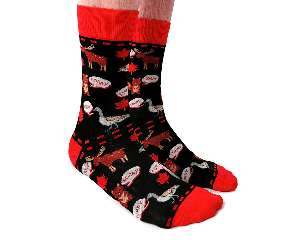 Socks - Large Crew - Sorry Canadian Animals