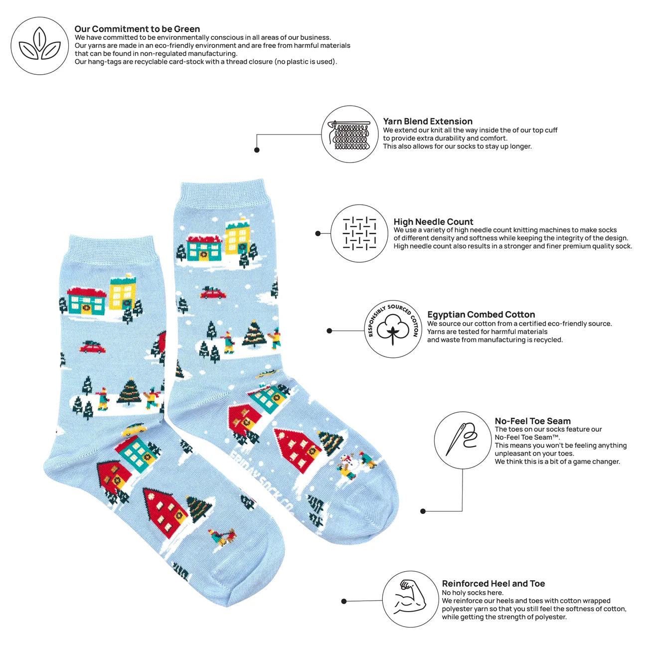 Socks - Small - Christmas Village Scene