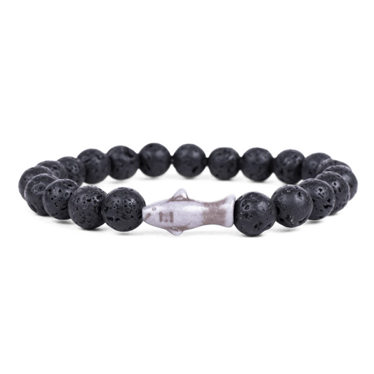 Animal Tracking Bracelet - Voyage Shark - Lava Stone