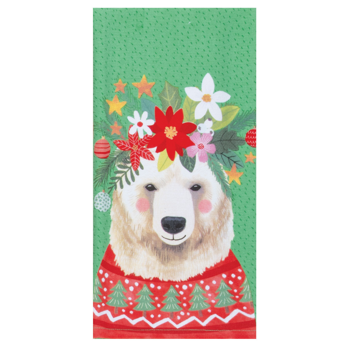 Tea Towel - Dual Purpose - Winter Floral Polar Bear