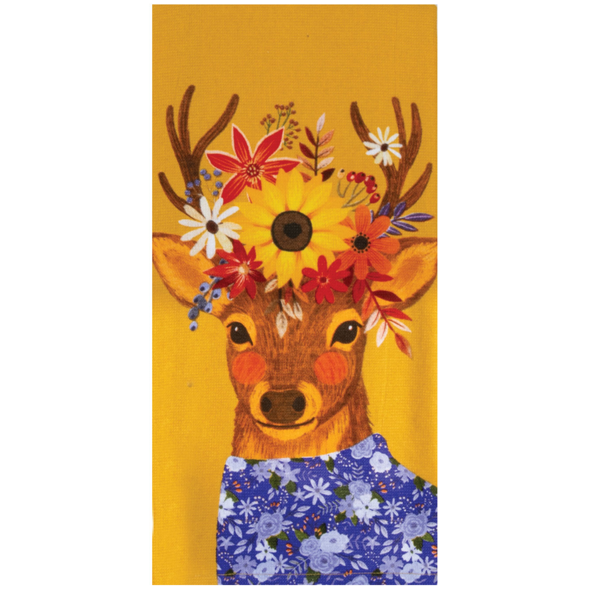 Tea Towel - Dual Purpose - Floral Deer