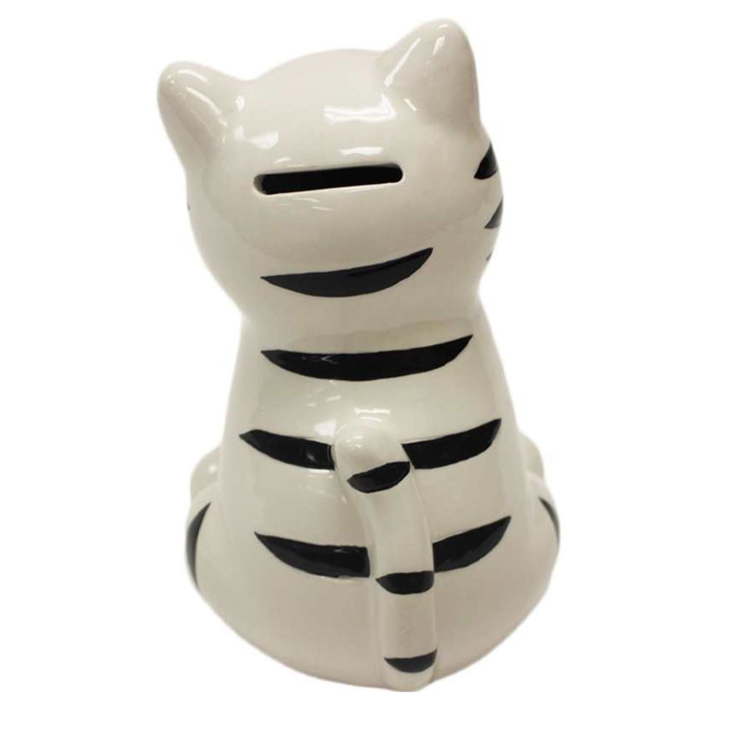 Money Bank - Cat - Black & White Striped