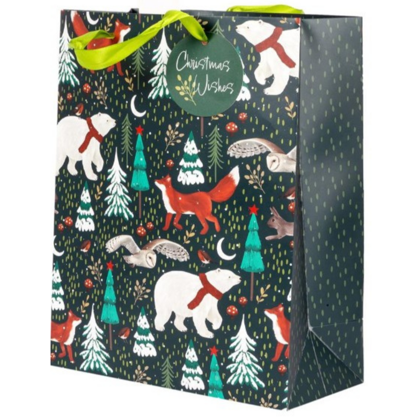 Large Gift Bag - Green Forest Animals - 12"