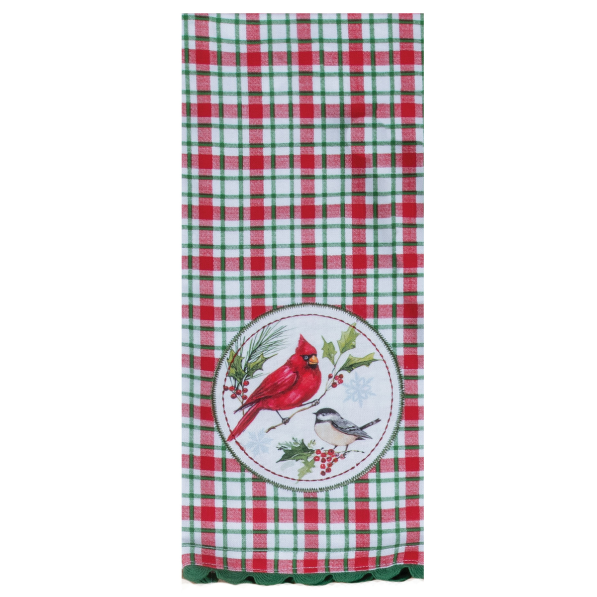 Tea Towel - Winterberry Bird Plaid