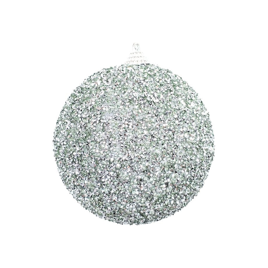 Ornament - Beads & Glitter Ball - Mint 4"