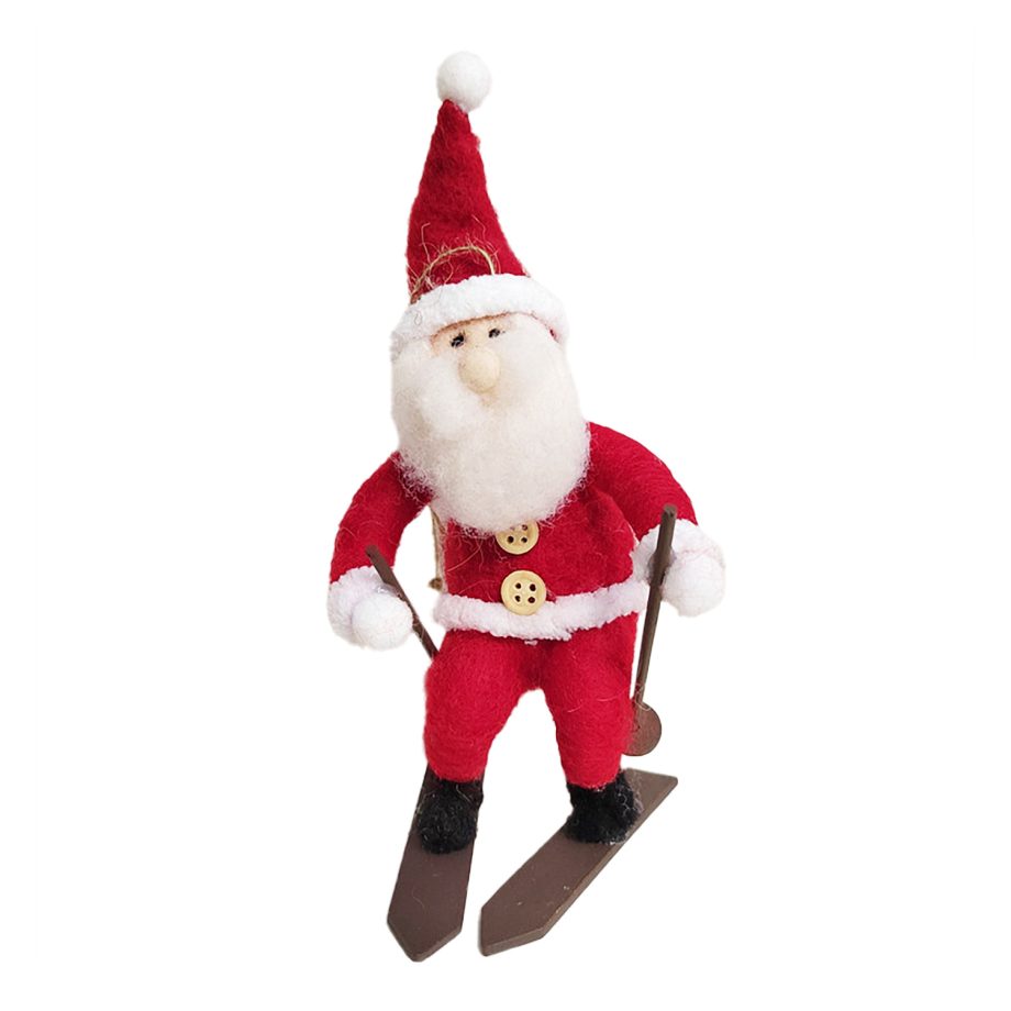 Ornament - Felt Santa - Skiing