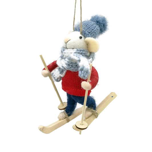 Ornament - Felt - Mouse Skiing
