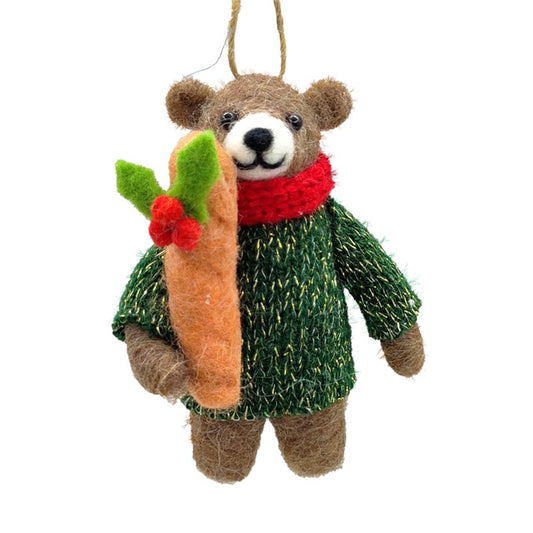 Ornament - Felt - Bear with Baguette