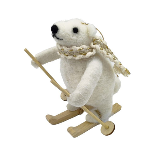 Ornament - Felt - Skiing Polar Bear