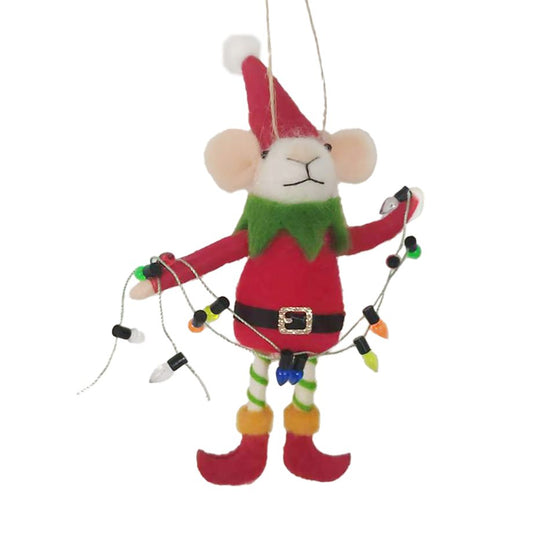 Ornament - Felt - Elf Mouse with Lights