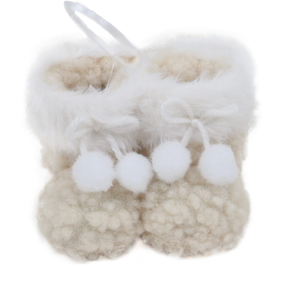 Ornament - Sherpa Snow Boots - Cream