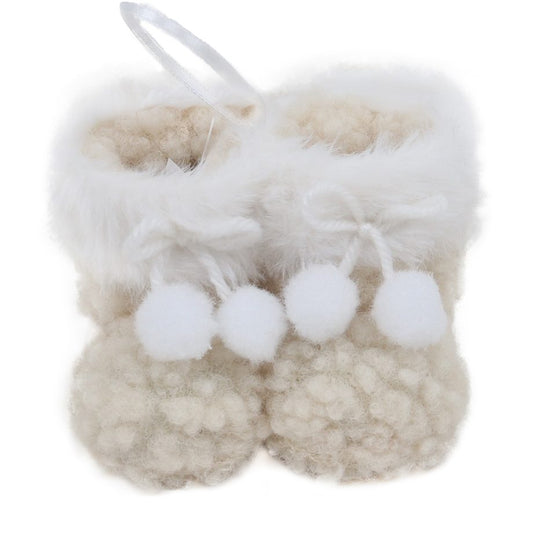 Ornament - Sherpa Snow Boots - Cream