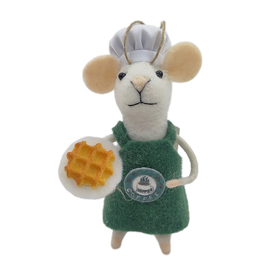 Ornament - Felt Mouse - Waffle Chef