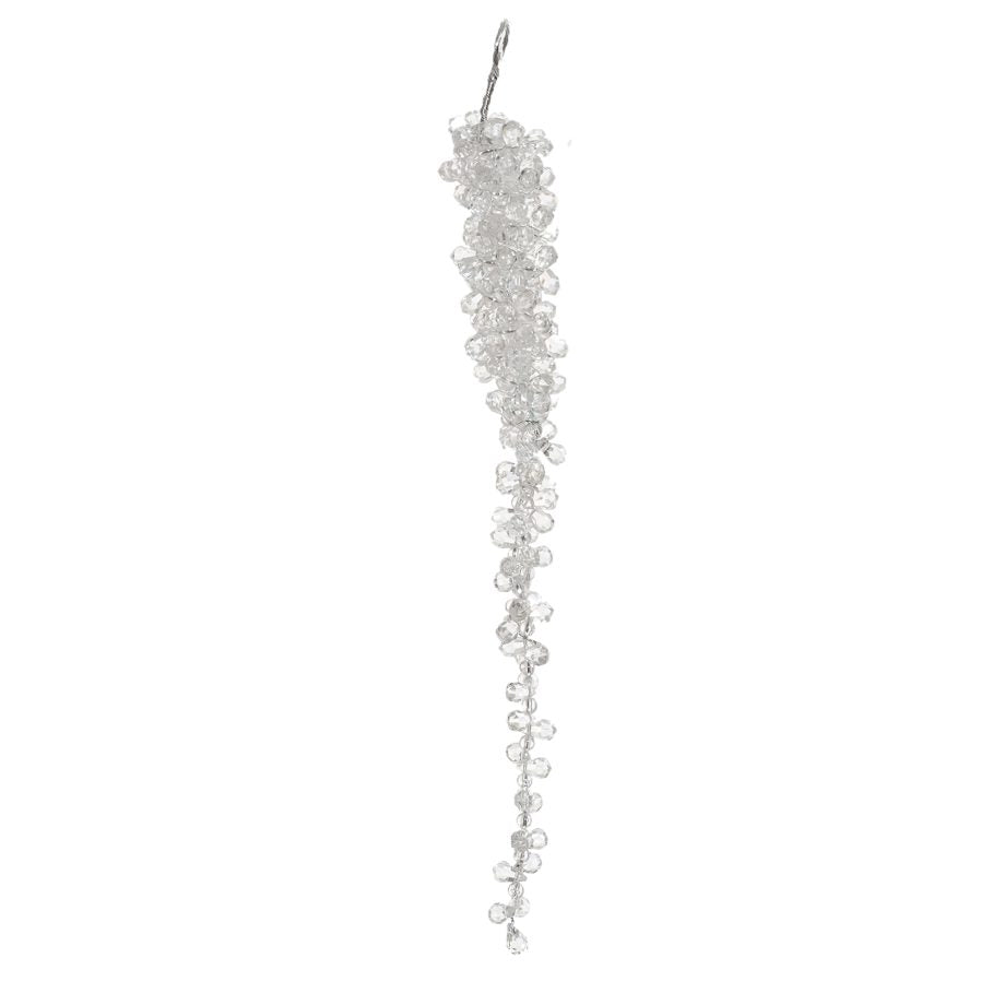 Ornament - Icicle - Beaded Clear 8"