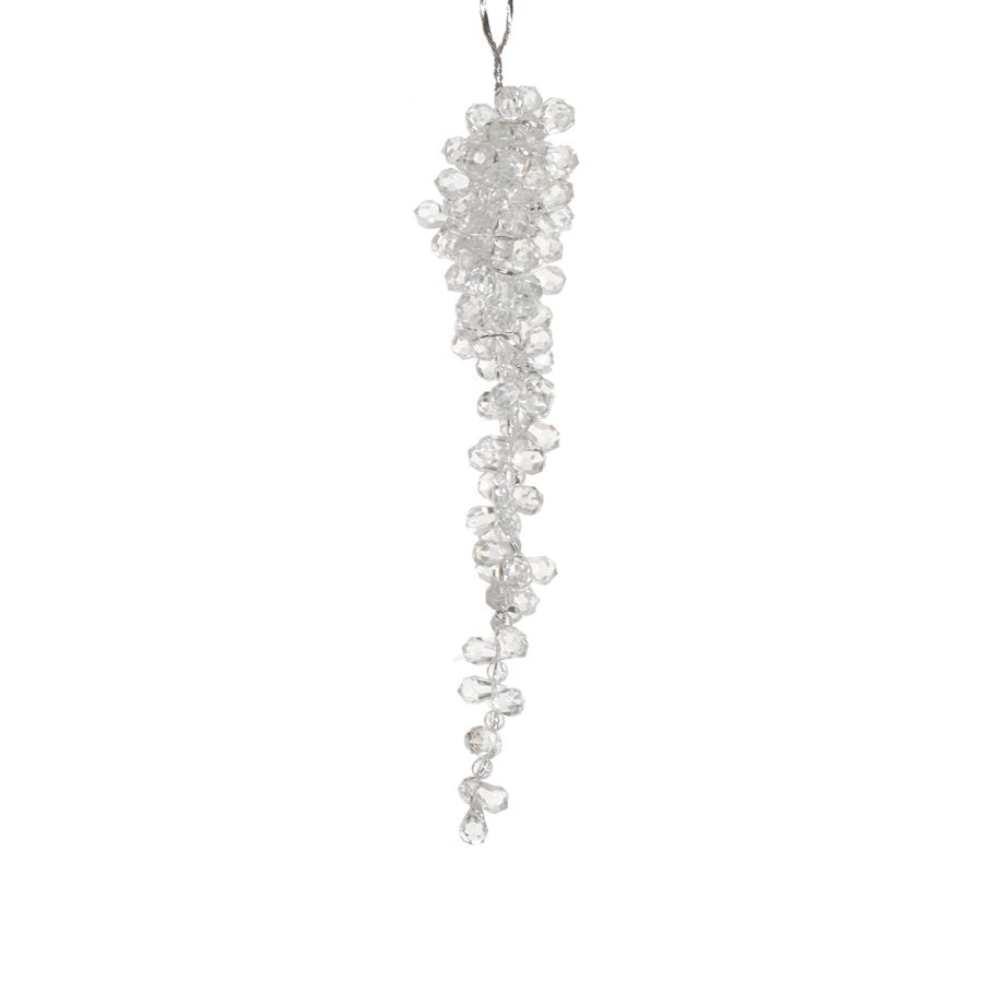 Ornament - Icicle - Beaded Clear 12"