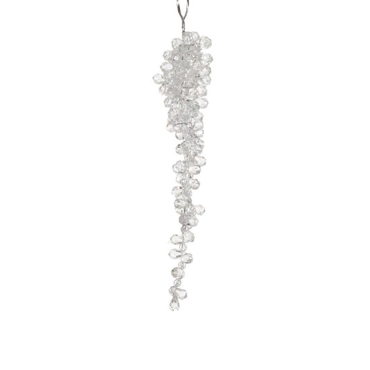 Ornament - Icicle - Beaded Clear 12"