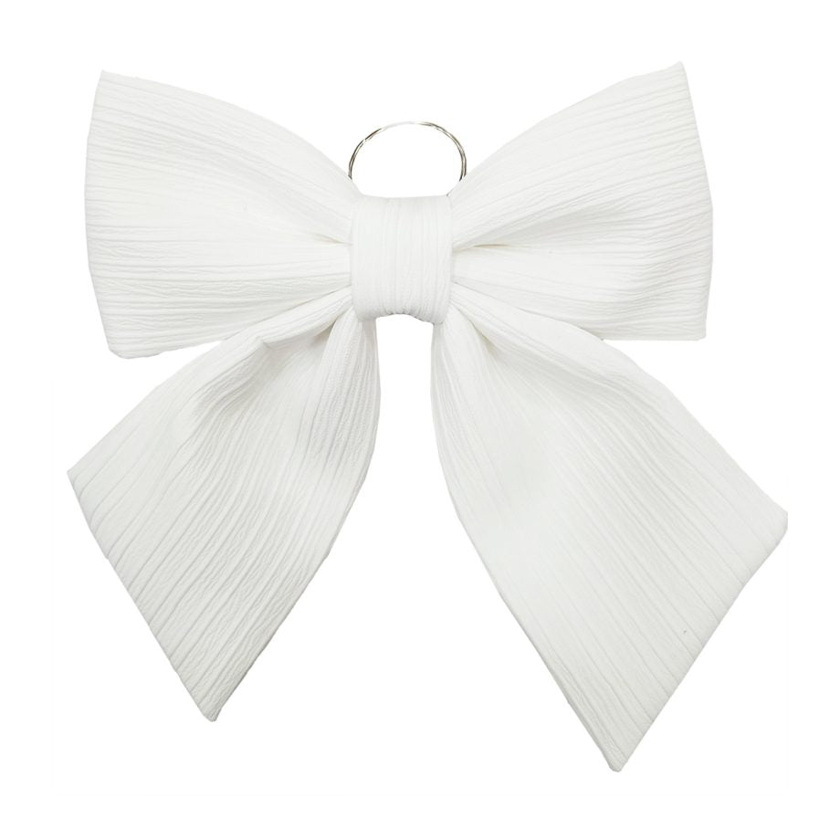 Ornament - Plush Bow - White - 13.5"