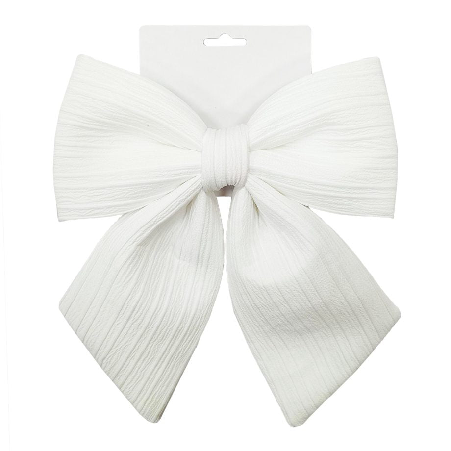 Ornament - Plush Bow - White - 8.5"