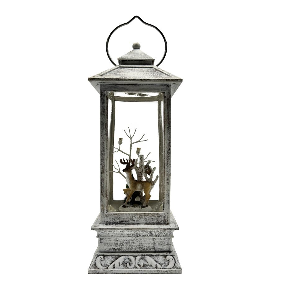 LED Lantern - Deer Winter Scene - 11"