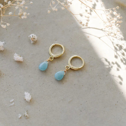 Hoop Earrings - Zia Amazonite - Gold