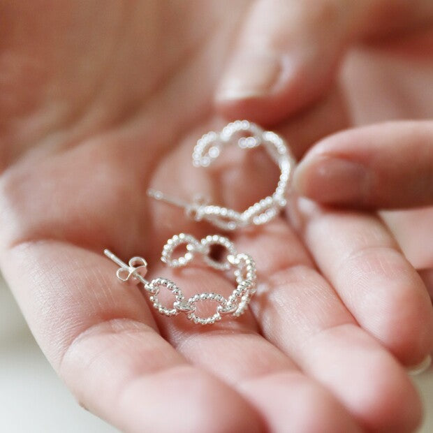 Earrings - Silver Hoops - Chain Links