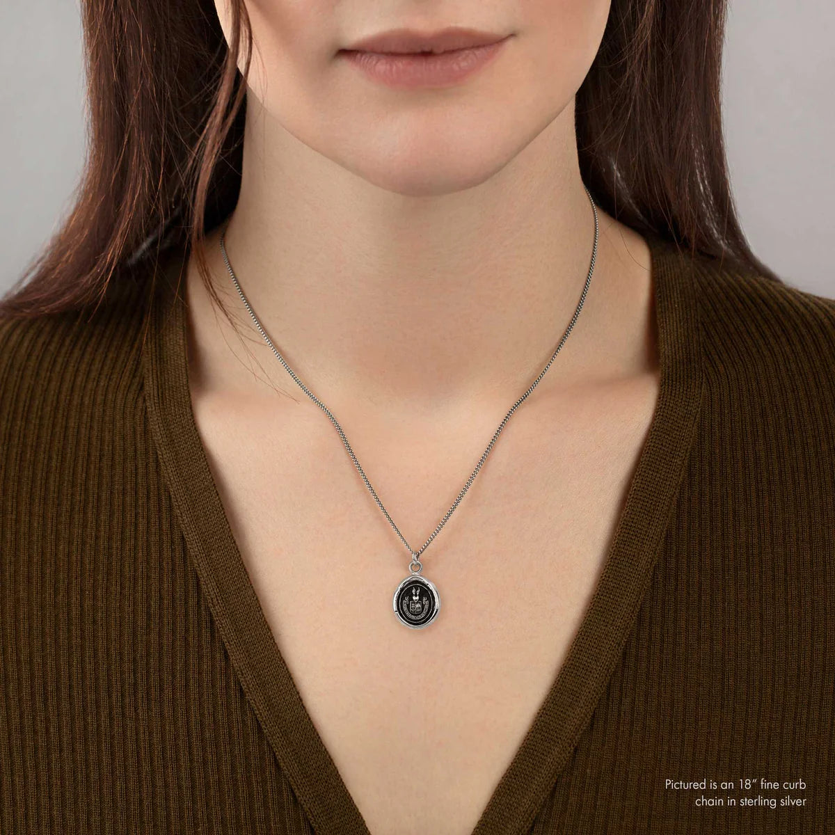 Pyrrha Talisman Necklace - Be Here Now - Silver