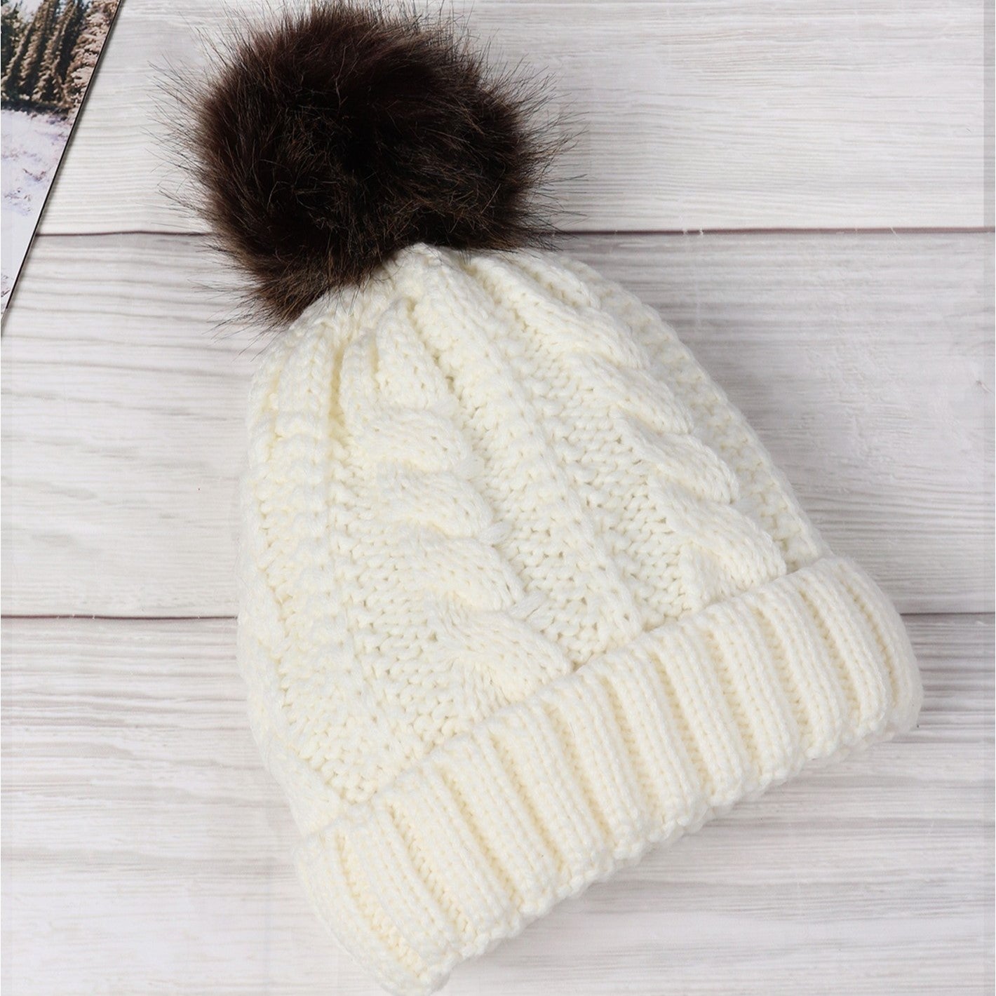 Knitted Toque - Pom Pom - Cream