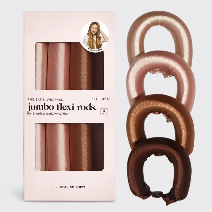 Hair Flexi-Rods - Jumbo- Rosewood Satin - S/4
