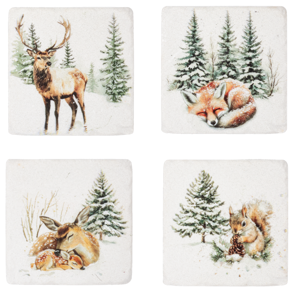Coaster Set - Winter Woodland - Set of 4