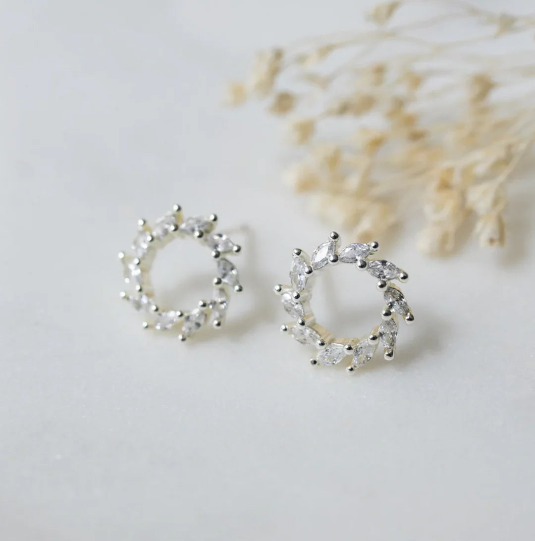 Stud Earrings - Solara - Silver