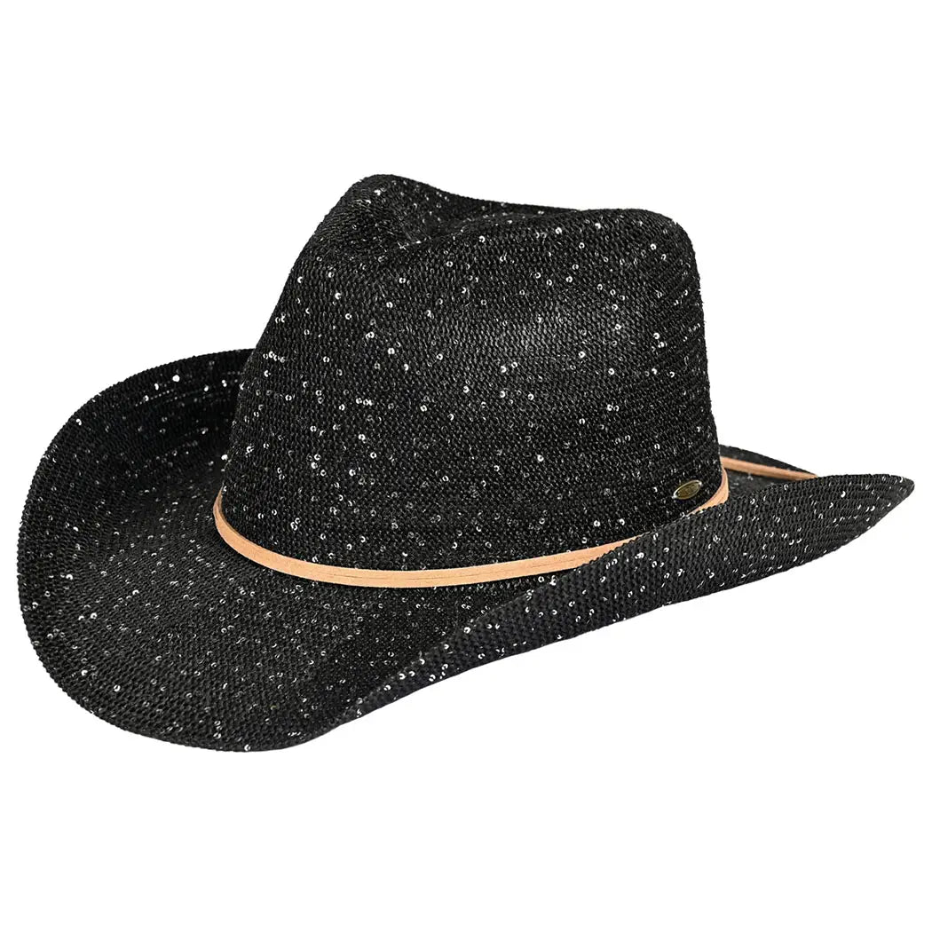 Cowboy Hat - Sequin - Black