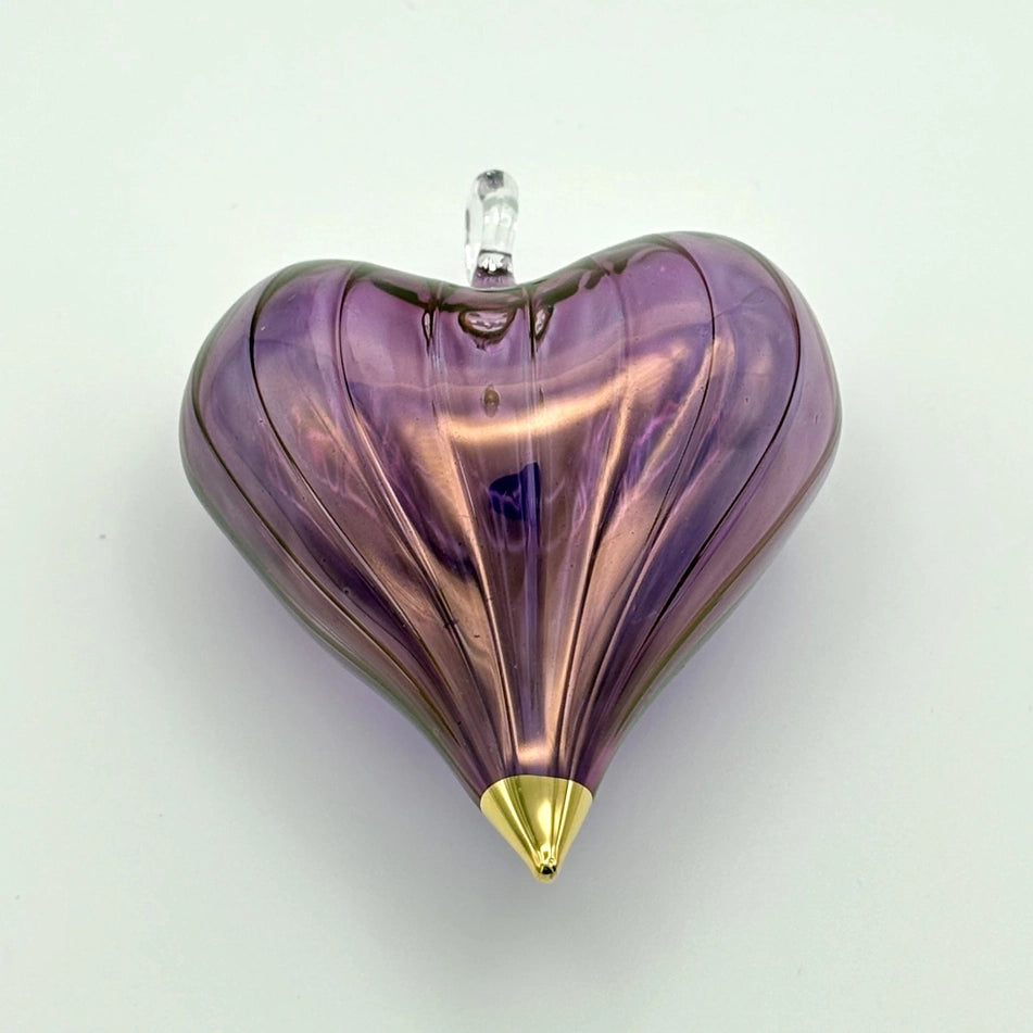 Ornament - Blown Glass - Mauve Heart
