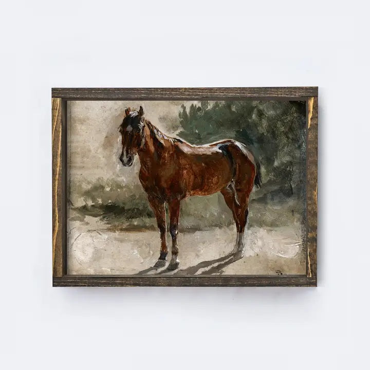 Sign - Vintage Brown Horse - 19 X 13"