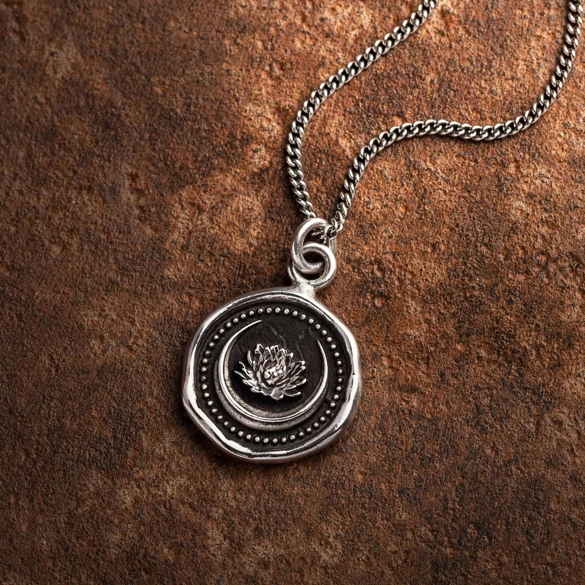 Pyrrha Talisman Necklace - Lotus Flower - Silver