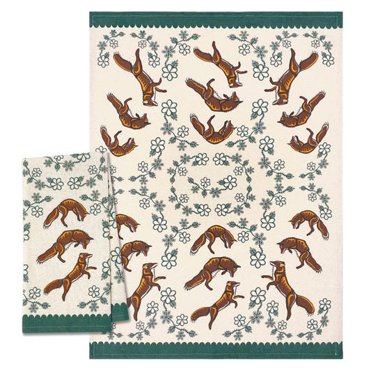 Tea Towel - Cotton - Foxes (Wagooshna)