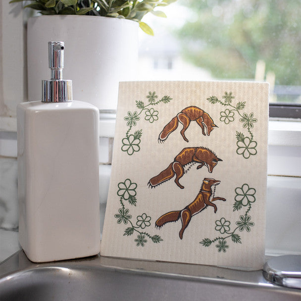 Eco Dishcloth - Foxes (Wagooshna)