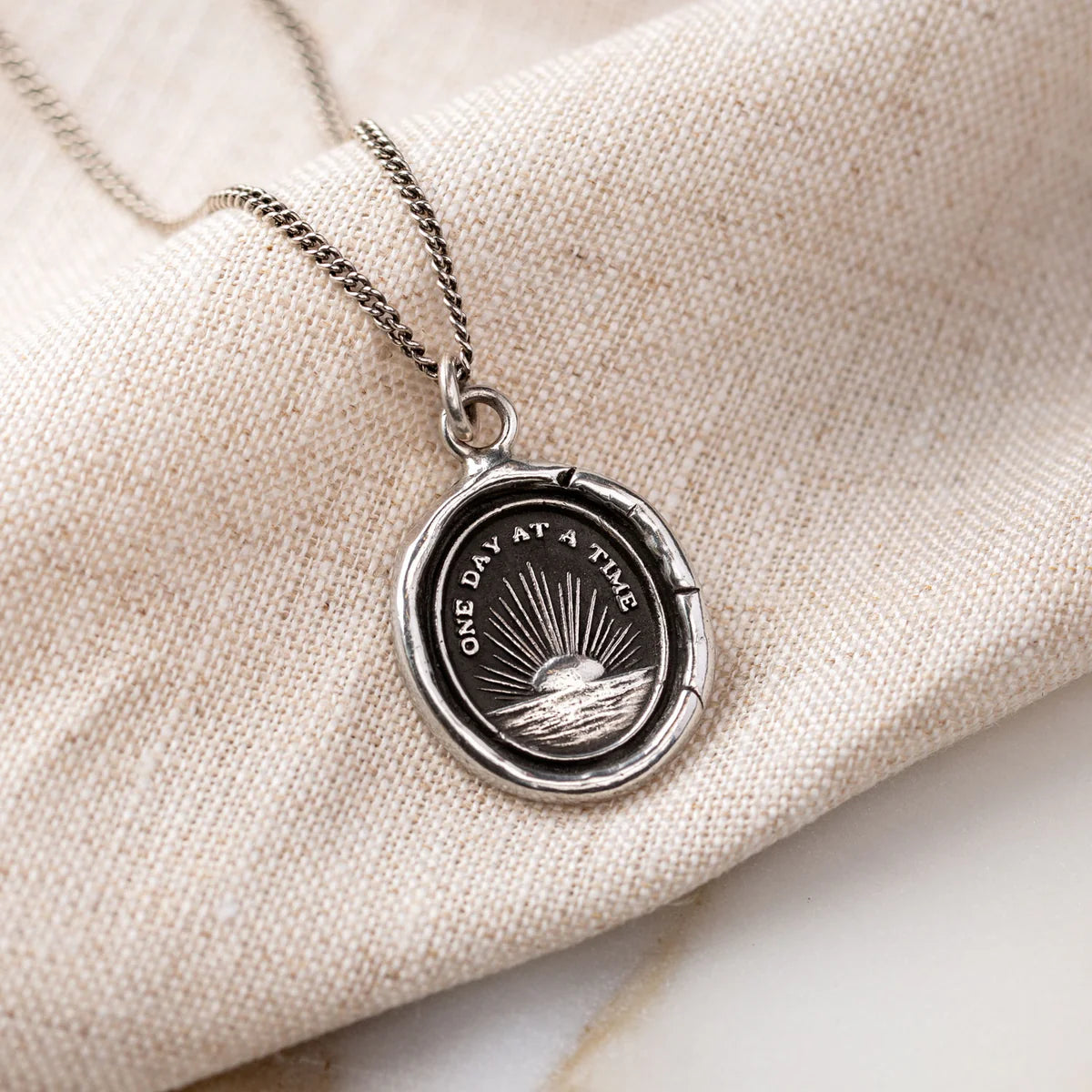 Pyrrha Talisman Necklace - One Day At A Time - Silver