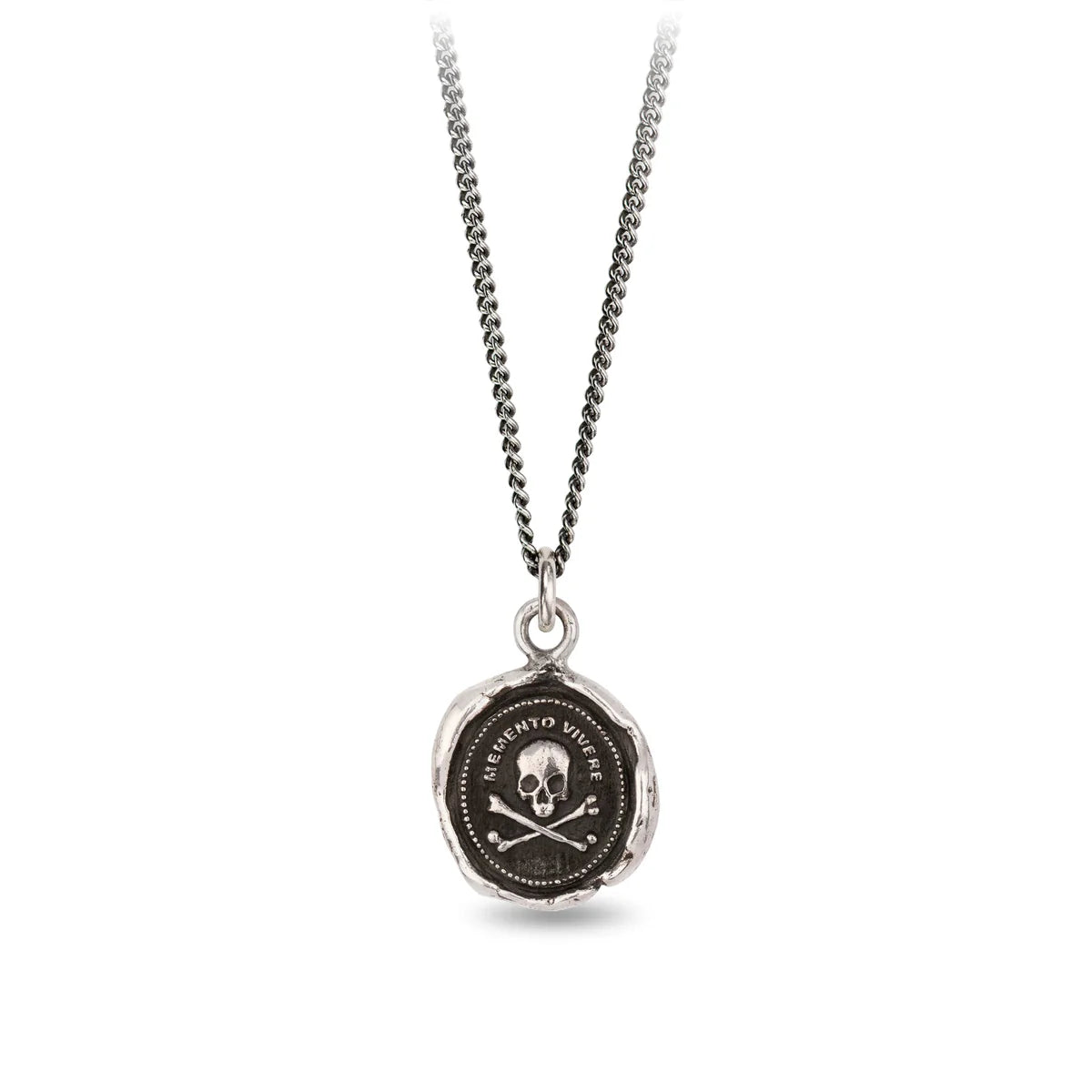 Pyrrha Talisman Necklace - Remember To Live - Silver