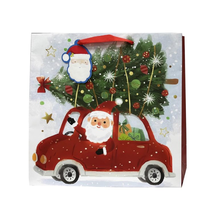 Large Gift Bag - Santa in Car - 12"