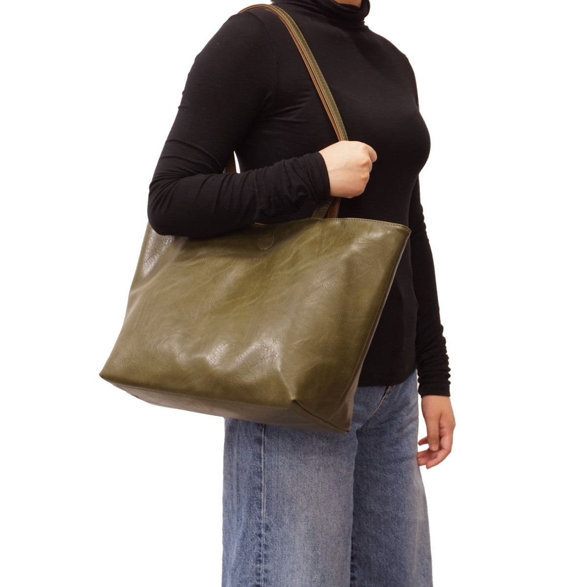 S-Q - Brook 2-in-1 Reversible Tote - Olive/Brown
