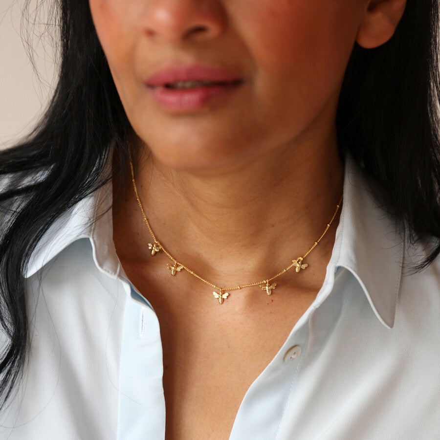Necklace - Gold - Tiny Bees
